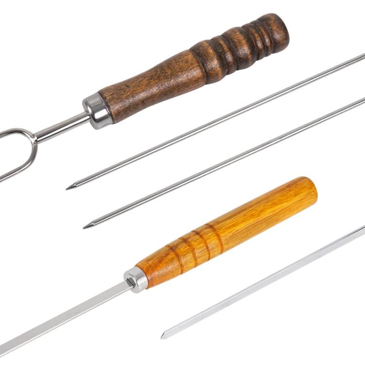 NOBANA Outdoor BBQ Grilling Fork Portable Stainless Steel Wooden Handle Grilling Skewer With Storage Bag, Spec: 10pcs /Set White by NOBANA