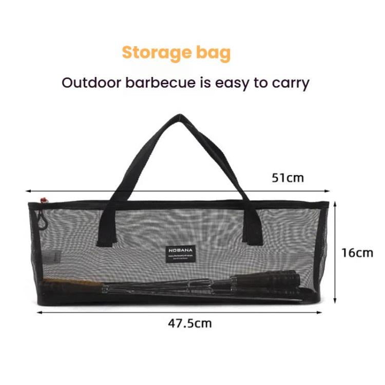 NOBANA Outdoor BBQ Grilling Fork Portable Stainless Steel Wooden Handle Grilling Skewer With Storage Bag, Spec: 7pcs /Set Black by NOBANA