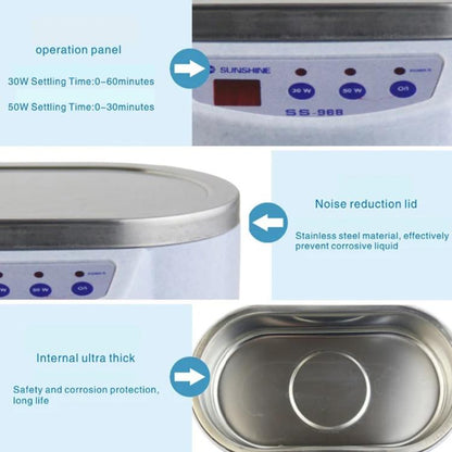 SUNSHINE 968 Mini Jewellery Glasses Cleaner Ultrasonic Cleaner EU Plug by SUNSHINE
