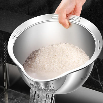 Kacheeg 304 Stainless Steel Multi-Purpose Colander, Vegetable & Rice Strainer, Washing Basket 24cm by Kacheeg