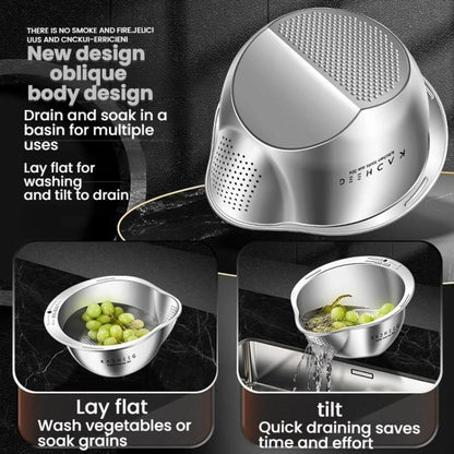 Kacheeg 304 Stainless Steel Multi-Purpose Colander, Vegetable & Rice Strainer, Washing Basket 24cm by Kacheeg