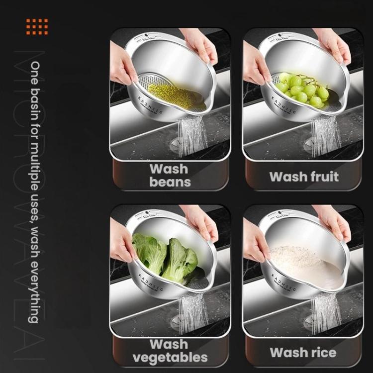 Kacheeg 304 Stainless Steel Multi-Purpose Colander, Vegetable & Rice Strainer, Washing Basket 24cm by Kacheeg