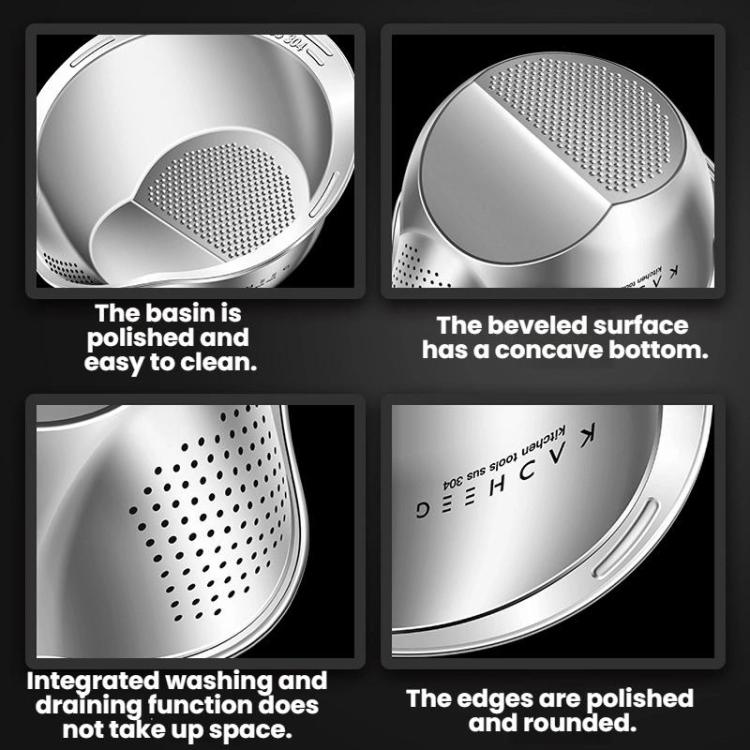 Kacheeg 304 Stainless Steel Multi-Purpose Colander, Vegetable & Rice Strainer, Washing Basket 24cm by Kacheeg