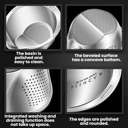 Kacheeg 304 Stainless Steel Multi-Purpose Colander, Vegetable & Rice Strainer, Washing Basket 24cm by Kacheeg