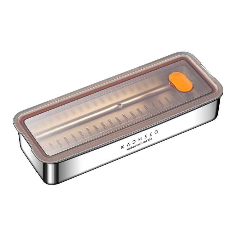 Kacheeg Stainless Steel Slim Rectangular Food Storage Container 304 Narrow Space-Saving Fridge Organizer Box, Style: Sealed by Kacheeg