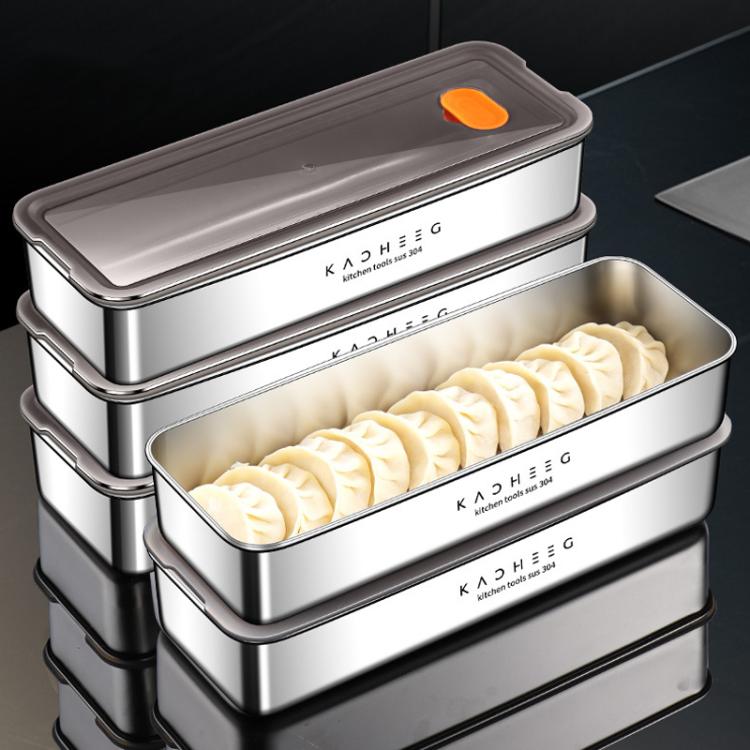 Kacheeg Stainless Steel Slim Rectangular Food Storage Container 304 Narrow Space-Saving Fridge Organizer Box, Style: Sealed by Kacheeg