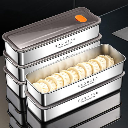 Kacheeg Stainless Steel Slim Rectangular Food Storage Container 304 Narrow Space-Saving Fridge Organizer Box, Style: Sealed by Kacheeg