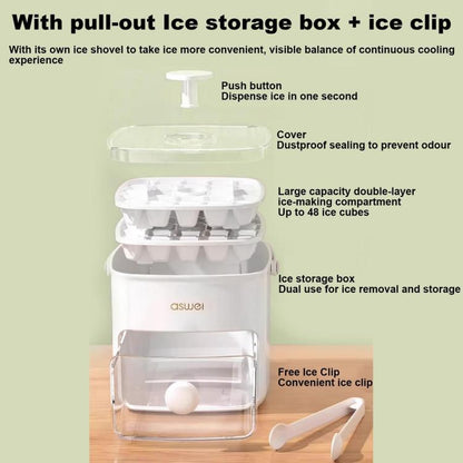 Kacheeg 2-In-1 Double Layer Ice Cube Tray With Storage Container Easy Push Release Mold(White) by Kacheeg