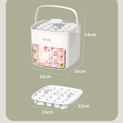 Kacheeg 2-In-1 Double Layer Ice Cube Tray With Storage Container Easy Push Release Mold(White) by Kacheeg