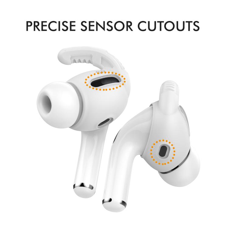 For AirPods Pro AhaStyle PT100 3pairs S+M+L Silicone Anti-Loss Anti-Slip Ear Hook Earplug Cap(White) by AhaStyle