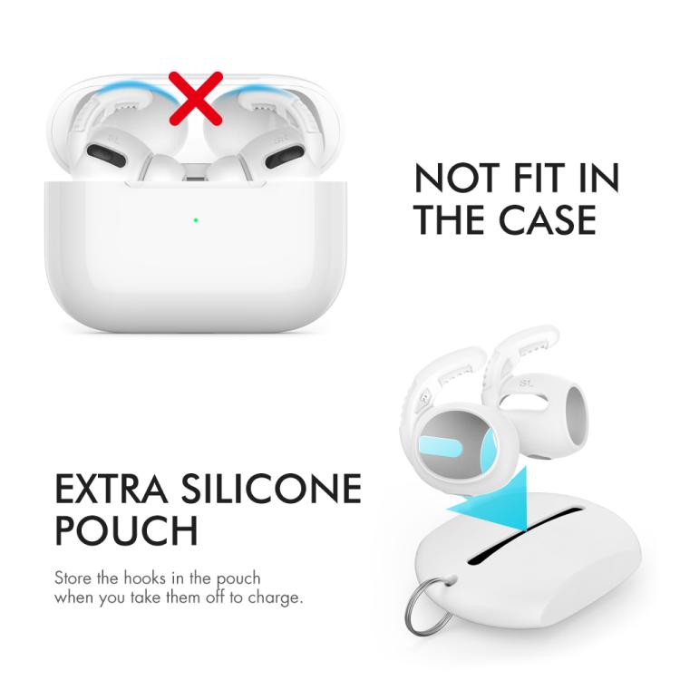 For AirPods Pro AhaStyle PT100 3pairs S+M+L Silicone Anti-Loss Anti-Slip Ear Hook Earplug Cap(White) by AhaStyle