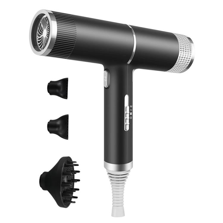 T-Shaped Hair Dryer with Smart Inverter Technology High-Power Blow Dryer for Home & Salon Use US Plug With 3 Nozzles(Black) by bashfashion