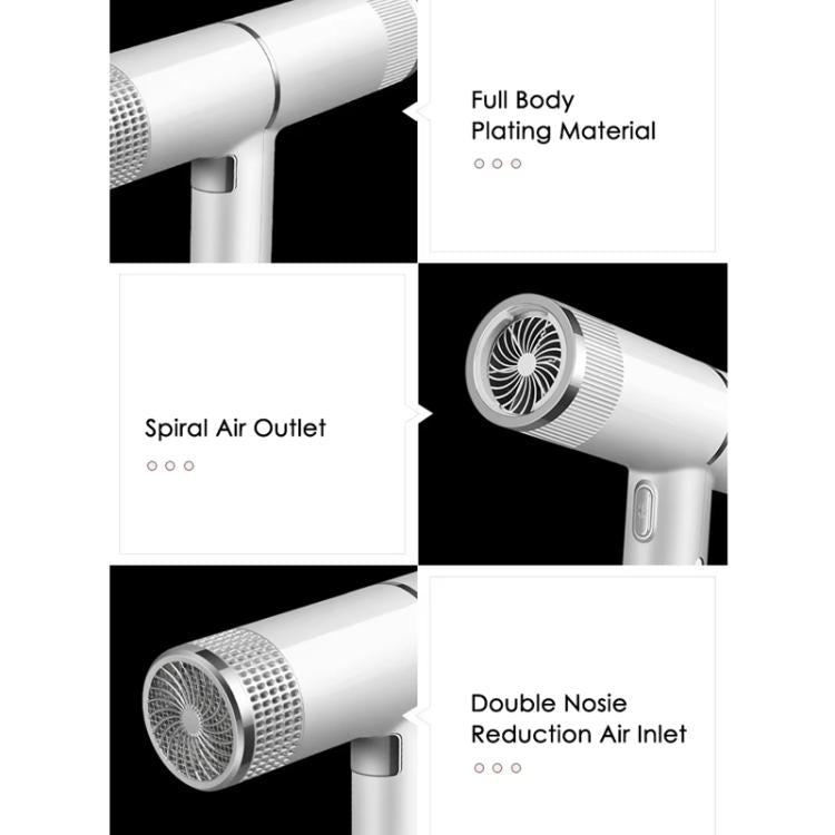 T-Shaped Hair Dryer with Smart Inverter Technology High-Power Blow Dryer for Home & Salon Use UK Plug With 3 Nozzles(Gray) by bashfashion