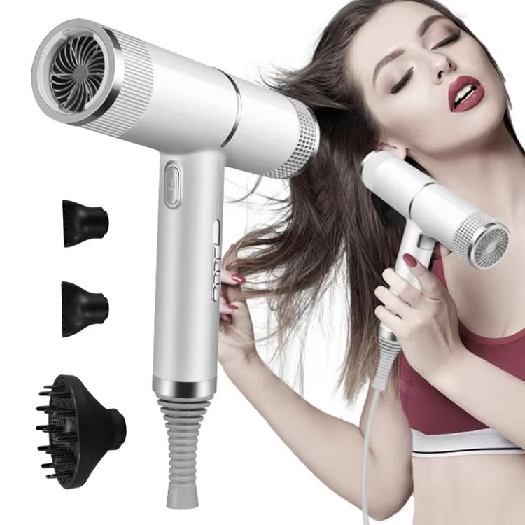 T-Shaped Hair Dryer with Smart Inverter Technology High-Power Blow Dryer for Home & Salon Use UK Plug With 3 Nozzles(White) by bashfashion
