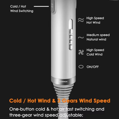 T-Shaped Hair Dryer with Smart Inverter Technology High-Power Blow Dryer for Home & Salon Use EU Plug With 3 Nozzles(White) by bashfashion