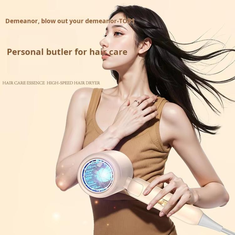 800-1200W High-Speed Hair Dryer with Blue Light Care Foldable & Portable for Travel US Plug(Khaki) by bashfashion