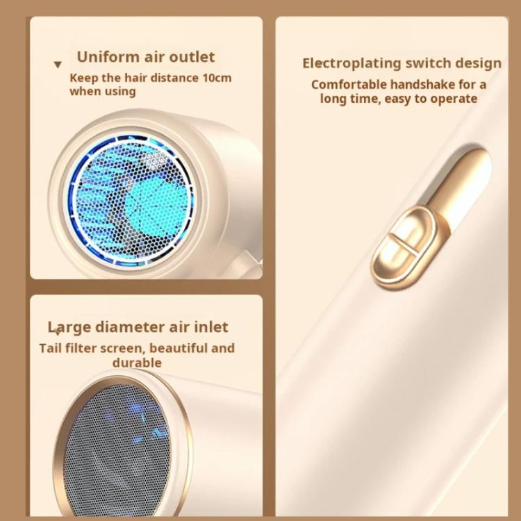 800-1200W High-Speed Hair Dryer with Blue Light Care Foldable & Portable for Travel EU Plug(Khaki) by bashfashion