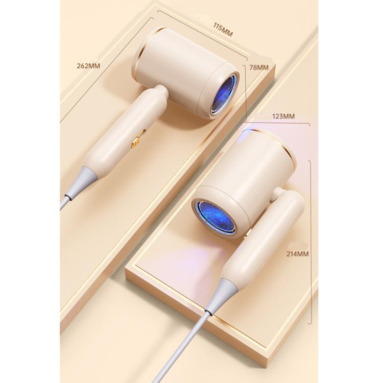 800-1200W High-Speed Hair Dryer with Blue Light Care Foldable & Portable for Travel EU Plug(Khaki) by bashfashion