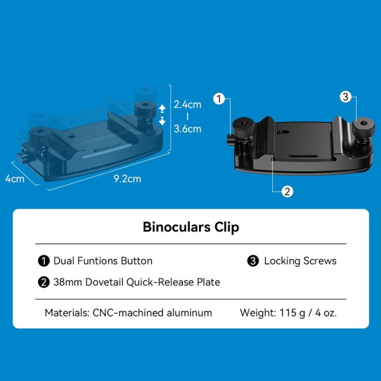 APEXEL BinoClamp Pro Quick-Release Binocular Mount Kit 360-degree Swivel Aluminum Binocular Holder by APEXEL