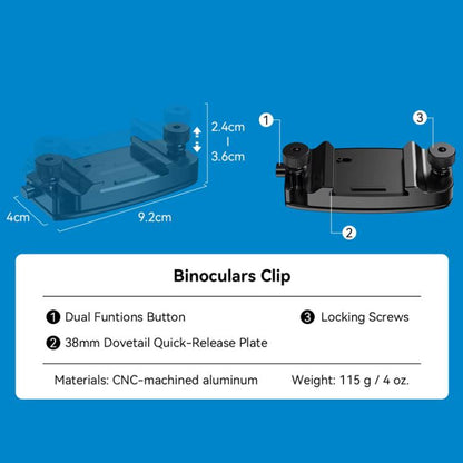 APEXEL BinoClamp Pro Quick-Release Binocular Mount Kit 360-degree Swivel Aluminum Binocular Holder by APEXEL