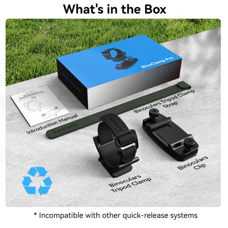 APEXEL BinoClamp Pro Quick-Release Binocular Mount Kit 360-degree Swivel Aluminum Binocular Holder by APEXEL