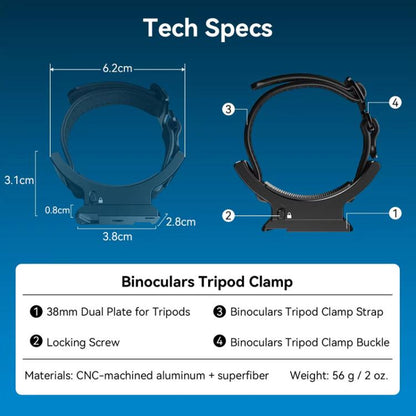 APEXEL BinoClamp Pro Quick-Release Binocular Mount Kit 360-degree Swivel Aluminum Binocular Holder by APEXEL