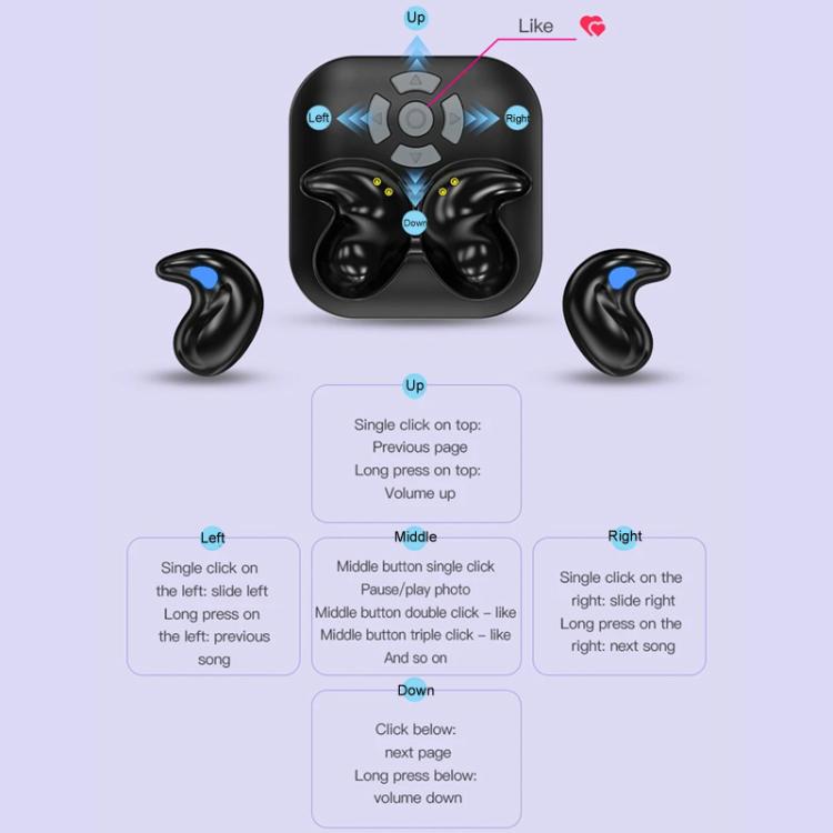 Bluetooth Sleep Earphones Video Like Remote Control E-book Page Turner(Skin Color) by bashfashion