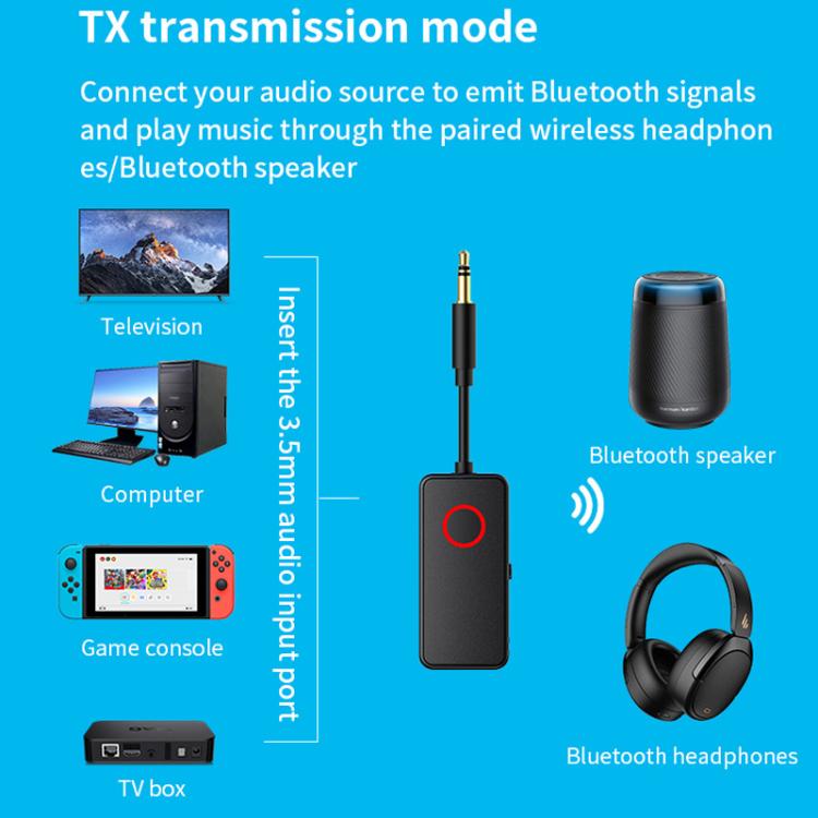 2-In-1 Bluetooth 5.4 Audio Adapter Transmitter/Receiver 3.5mm AUX For Car/TV/Headphones by bashfashion