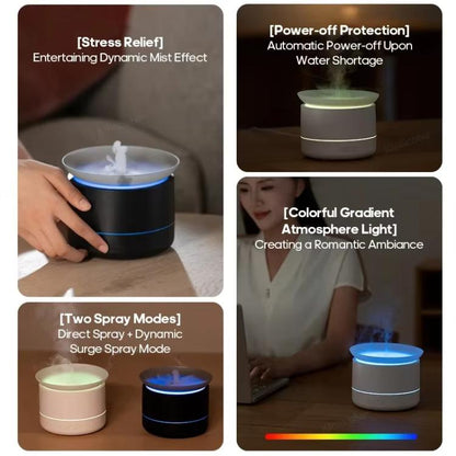 200ml Sea of Clouds Aroma Diffuser Essential Oil Humidifier with 7-Color Mood Lights USB-Powered, Color: Lava Black by bashfashion