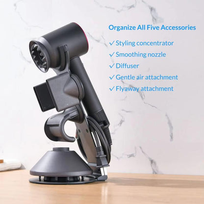 For Dyson Supersonic Hair Dryer Desktop Holder Metal Stand with Cable Organizer(Black) by bashfashion