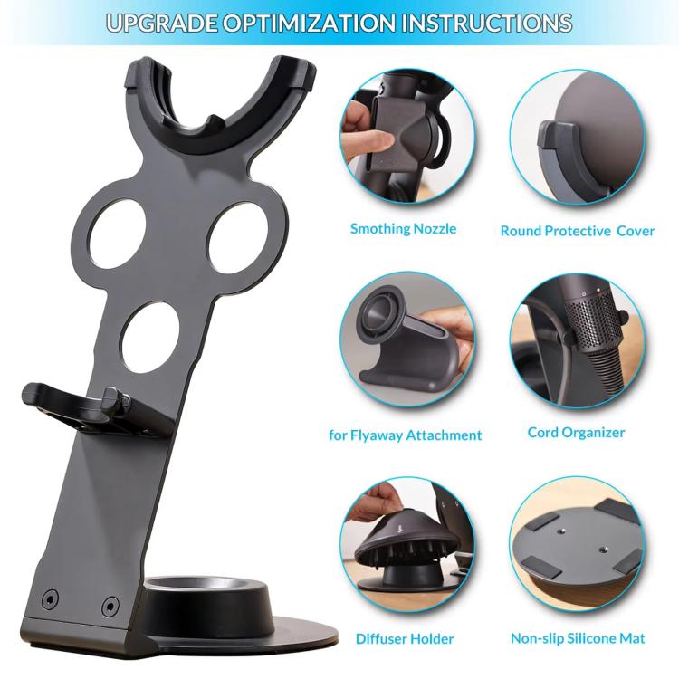 For Dyson Supersonic Hair Dryer Desktop Holder Metal Stand with Cable Organizer(Black) by bashfashion