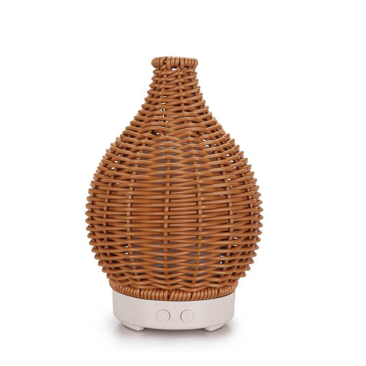 5V USB 100ML Hollow Rattan Ultrasonic Humidifier & Aromatherapy Diffuser with 7-Color LED Lights(White) by bashfashion