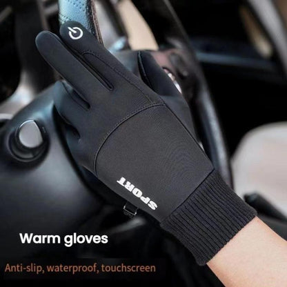 Outdoor Fleece-Lined Non-Slip Warm Cycling Touchscreen Gloves(Dark Gray) by bashfashion