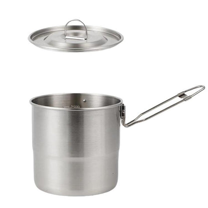 CLS Handle 3000ml 16cm Heightened Outdoor Pots 304 Stainless Steel Outdoor Cooking Kettles by CLS