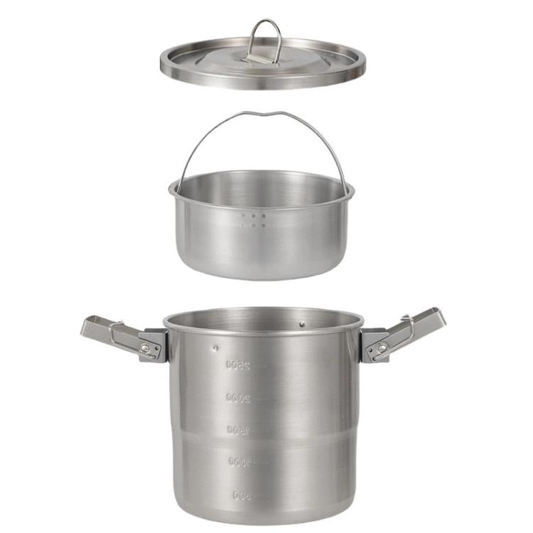 CLS Dual-ear 3000ml 16cm Heightened Outdoor Pots 304 Stainless Steel Outdoor Cooking Kettles by CLS