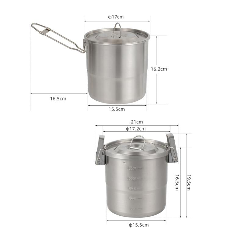 CLS Handle 3000ml 16cm Heightened Outdoor Pots 304 Stainless Steel Outdoor Cooking Kettles by CLS