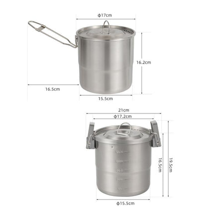 CLS Dual-ear 3000ml 16cm Heightened Outdoor Pots 304 Stainless Steel Outdoor Cooking Kettles by CLS