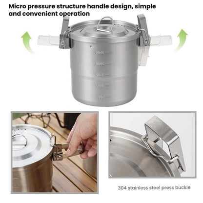 CLS Handle 3000ml 16cm Heightened Outdoor Pots 304 Stainless Steel Outdoor Cooking Kettles by CLS