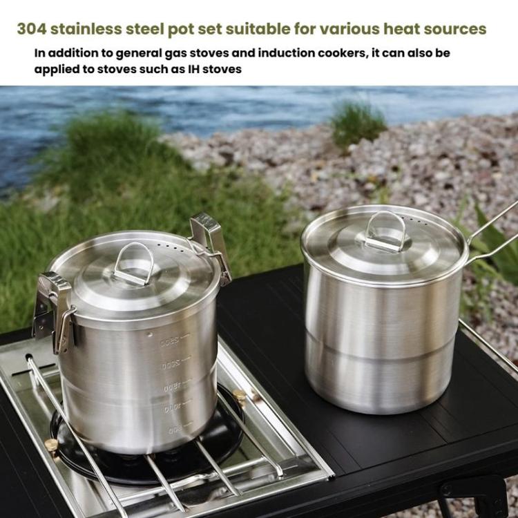 CLS Handle 3000ml 16cm Heightened Outdoor Pots 304 Stainless Steel Outdoor Cooking Kettles by CLS