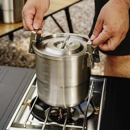 CLS Dual-ear 3000ml 16cm Heightened Outdoor Pots 304 Stainless Steel Outdoor Cooking Kettles by CLS