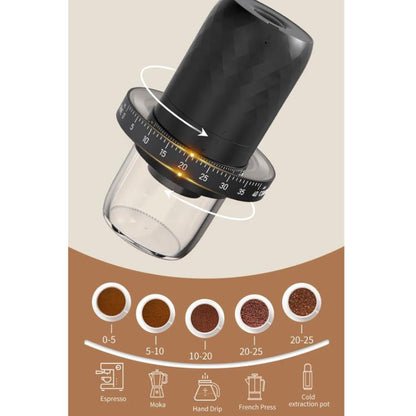 Portable Electric Coffee Grinder with 40 Adjustable Settings Rechargeable USB-C Ceramic Burr Mill(Black) by bashfashion