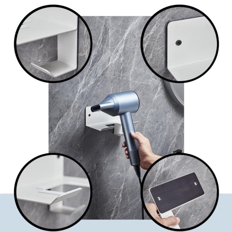 Wall-Mounted Hair Dryer Holder with Cord Organizer Bathroom Storage for Blow Dryer(White) by bashfashion