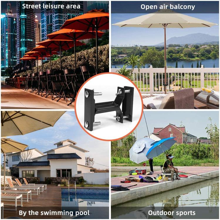 3pcs /Pack Outdoor Umbrella Clamp Holder for Garden Patio Balcony Sun Shade Pole Stabilizer Mounting Bracket(Black) by bashfashion