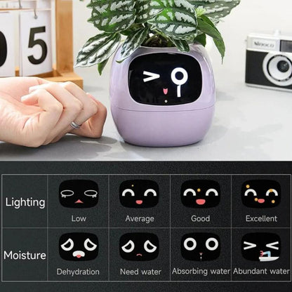 Smart Plant Pot With Multi-Sensors WiFi Plant Monitor With 2-Inch Screen Compatible With Mi/Tuya Home Ecosystem(Pink) by bashfashion