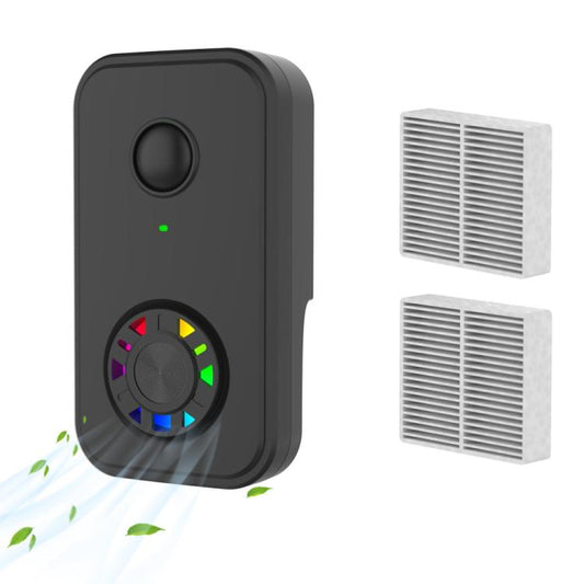 Negative Ion Air Purifier With Built-In Fan And 2 HEPA Filters For Indoor Bathroom Odor Removal EU Plug Black by bashfashion