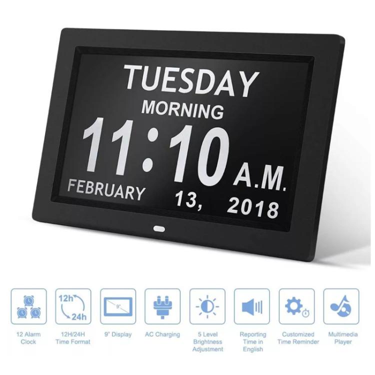 10-Inch Digital Clock With Voice Time Announcement, Auto DST Adjustment, 20 Custom Alarms, 8 Medication Reminders EU Plug White by bashfashion