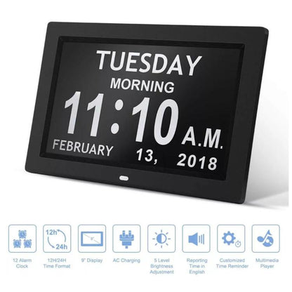 10-Inch Digital Clock With Voice Time Announcement, Auto DST Adjustment, 20 Custom Alarms, 8 Medication Reminders UK Plug White by bashfashion