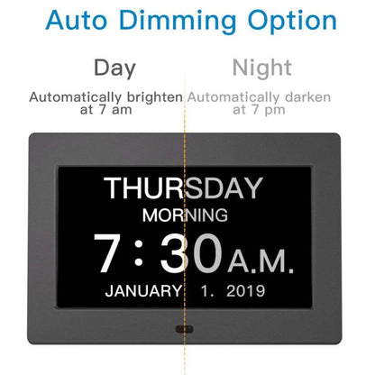 10-Inch Digital Clock With Voice Time Announcement, Auto DST Adjustment, 20 Custom Alarms, 8 Medication Reminders EU Plug White by bashfashion