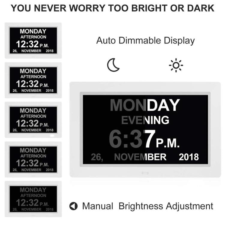 10-Inch Digital Clock With Voice Time Announcement, Auto DST Adjustment, 20 Custom Alarms, 8 Medication Reminders UK Plug Black by bashfashion