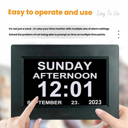 7-inch Digital Frame Calendar Day Clock With 3 Medication Alerts, 5 Custom Alarms, Multi-Language Support AU Plug Black by bashfashion